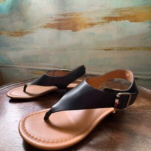 Tommy Hilfiger Black and Tan Sandals